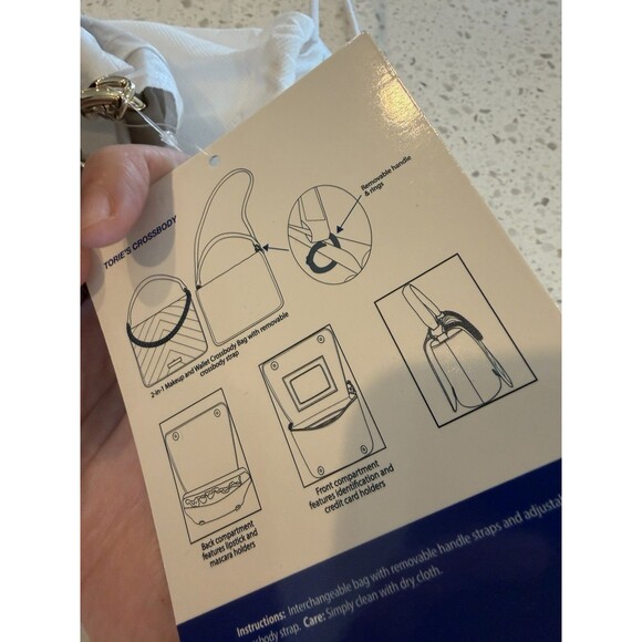 minkeeblue Quilted Taupe Crossbody Bag with Detachable Strap Chevron Pattern - Picture 8 of 8